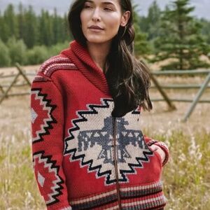 Faherty Steven Paul Judd Thunderbird Red Cardigan Small Women's